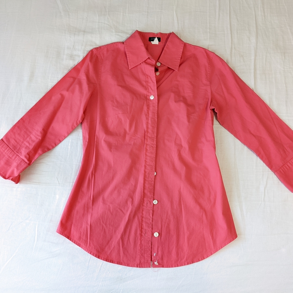 J. Crew Coral fitted Button Down Shirt Women's Size XS